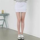 Inset-shorts Snap-button Detail Skirt