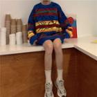 Long-sleeve Striped Knit Sweater Rainbow - One Size