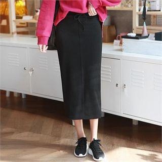 Drawstring-waist H-line Long Skirt