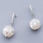 925 Sterling Silver Faux Pearl Dangle Earring 1 Pair - S925 Silver - Silver & White - One Size