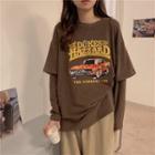 Mock Two-piece Car Print Sweatshirt