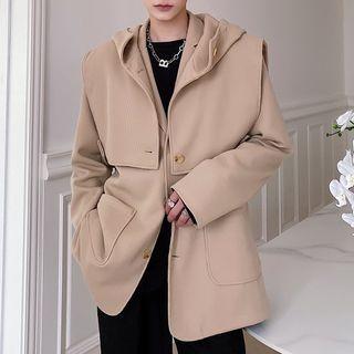 Hooded Cropped Vest Vest - Khaki - One Size