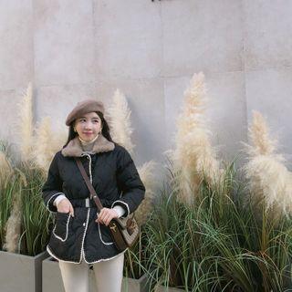 Faux-fur Collar Padded Jacket With Belt