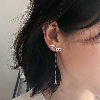 Alloy Rhinestone Bow Dangle Earring 1 Pair - Silver Steel - Silver - One Size