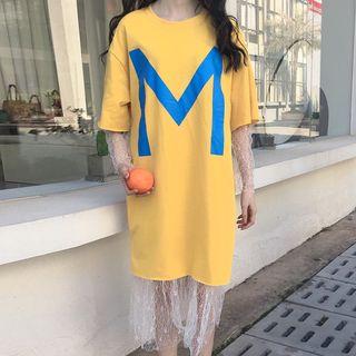 Set: Short-sleeve T-shirt Dress + Lace Strapdress