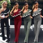 One-shoulder Ruffle Jumpsuit