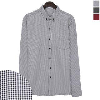 Big-size (l~xxxxl) Long-sleeve Gingham Shirt