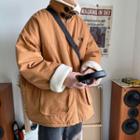 Buckled-neck Fleece-lined Cargo Jacket