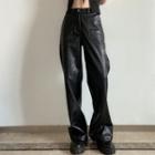 High Waist Faux Leather Loose Fit Pants
