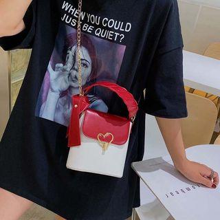Two-tone Heart Buckled Crossbody Bag
