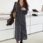 V-neck Floral Shirt Dress As Shown In Figure - One Size