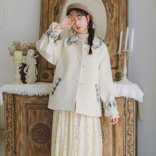 Plaid Panel Long-sleeve Jacket