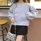 Long-sleeve Drawstring Kangaroo-pocket Top