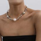 Faux Pearl Necklace 2966 - Silver - One Size