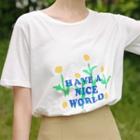 Lettering Flower Short-sleeve T-shirt White - One Size