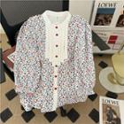 Long-sleeve Pattern Loose Fit Blouse