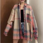 Long Sleeve Plaid Loose Shirt As Shown In Figure - One Size