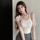 Bow Detail Strappy Camisole Top Almond - One Size