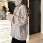 Turtleneck Sweater / Velvet Midi A-line Skirt