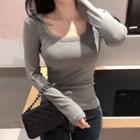 Long-sleeve Scoop-neck Top