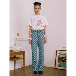 Loose-fit Checkered Jeans