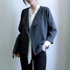 Contrast Stitching Open Front Jacket