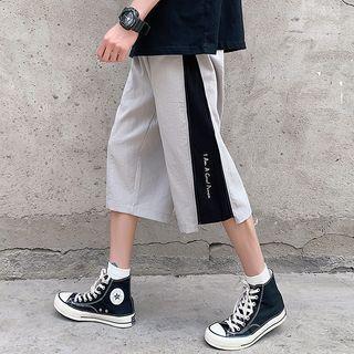 Two-tone Loose Fit Cropped Pants
