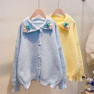 Flower Detail Collared Cardigan