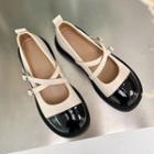Two-tone Cross Strap Mary Jane Shoes