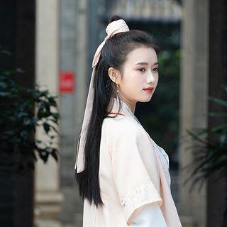 Hanfu Embroidered Hair Tie Light Pink - One Size