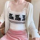 Dog Jacquard Color Block Camisole Top