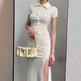 Short-sleeve Midi Sheath Polo Dress
