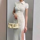 Short-sleeve Midi Sheath Polo Dress