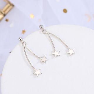 925 Sterling Silver Star Fringed Earring Es859 - One Size