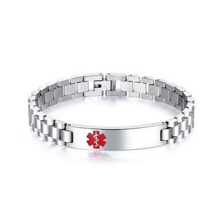 Fashion Simple Medical Logo 316l Stainless Steel Bracelet Silver - One Size
