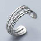 925 Sterling Silver Rhinestone Open Ring S925 Silver - As Shown In Figure - One Size