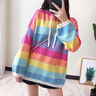 Rainbow Striped Hooded Sweater