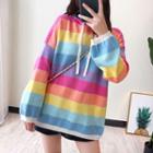 Rainbow Striped Hooded Sweater