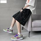 Splatter Print Straight Leg Sweatshorts