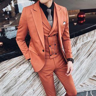 Set: Single-breasted Blazer + Double-breasted Vest + Dress Pants