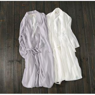 Elbow-sleeve Chiffon Maxi Dress