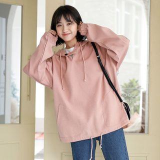 Plain Drawstring-hem Hoodie