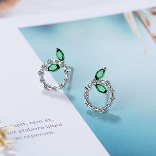 Rhinestone Leaf Mini Hoop Earring