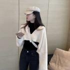 Polo-neck Cropped Sweater Off-white - One Size