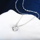 Caged Rhinestone Pendant Necklace Silver - One Size