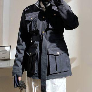Pocket-detail Cropped Cargo Jacket