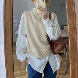 Turtle Neck Plain Knit Vest