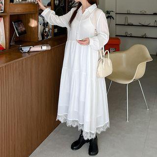 Plus Size Lace-hem Long Tiered Dress