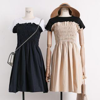 Set: T-shirt + Ruffled-trim Tube Dress