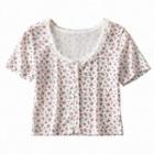 Floral Print Short-sleeve Cropped Cardigan